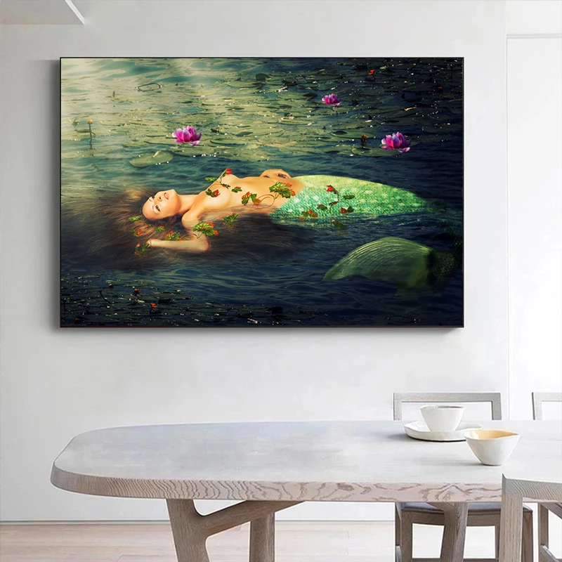 

Привлекательная женщина, Русалка, холст, картины, плакаты и принты, картины на стену, картины для домашнего декора стен