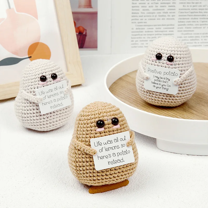 Funny Big Butt Positive Potatoes Dolls With Card Home Decoration Crochet Potato Doll Room Decor Christmas Birthday Party Gift