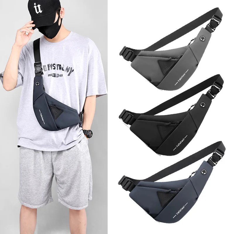 

Fashion Chest Bag For Men New Leather Film Messenger Bag Waterproof Travel Pack Ergonomic Left And Right Shoulder Bag