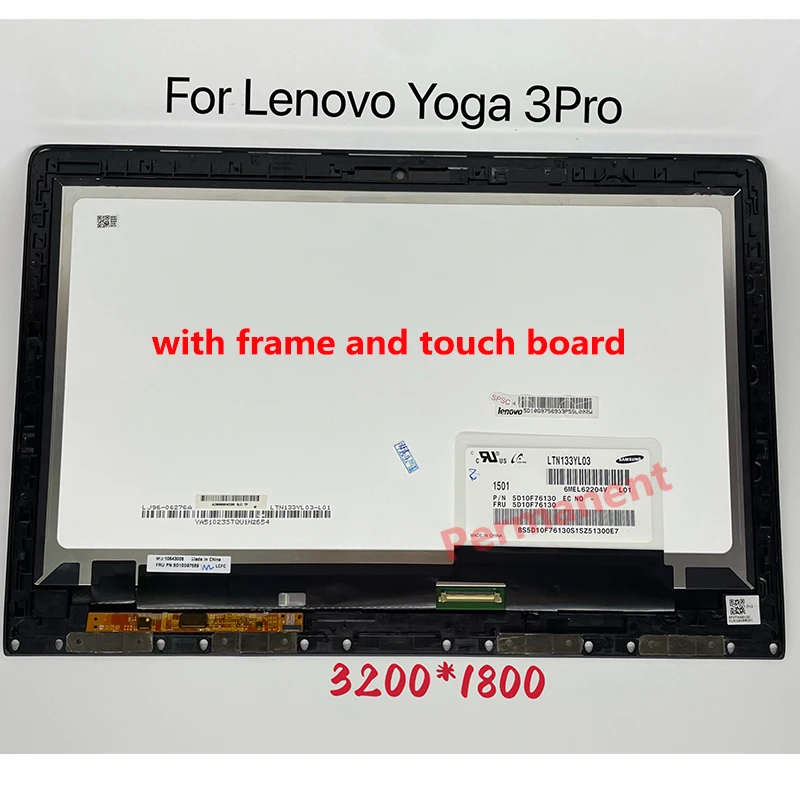 

Laptop Touch Screen+LCD Display assembly For lenovo YOGA 3 Pro 1370 13.3' LTN133YL03-L01 5D10F76130 3200*1800 40pin