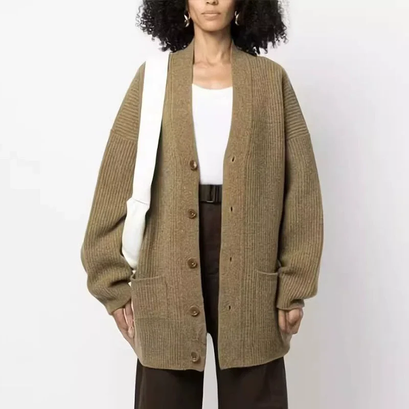 100% Cashmere Sweater Women Long Sleeve Sides Slit Loose Female O-neck Autumn Winter knitted Jumper pullover