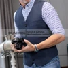 In Stock V Neck  Herringbone Tweed Slim Fit Business Waistcoat Men's Casual Classic Suit Vest  For Wedding 4