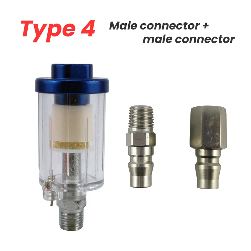 Air Oil Water Separator Filter Kit for 1/4 Inch Compressor Spray Paint Gun Water Trap Clear Painting