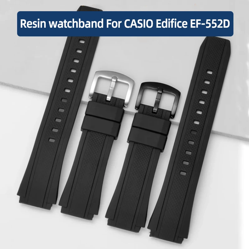 Резиновый ремешок для CASIO Edifice 5119 EF-552 выпуклый водонепроницаемый силиконовый браслет черный мужской 25*20 мм