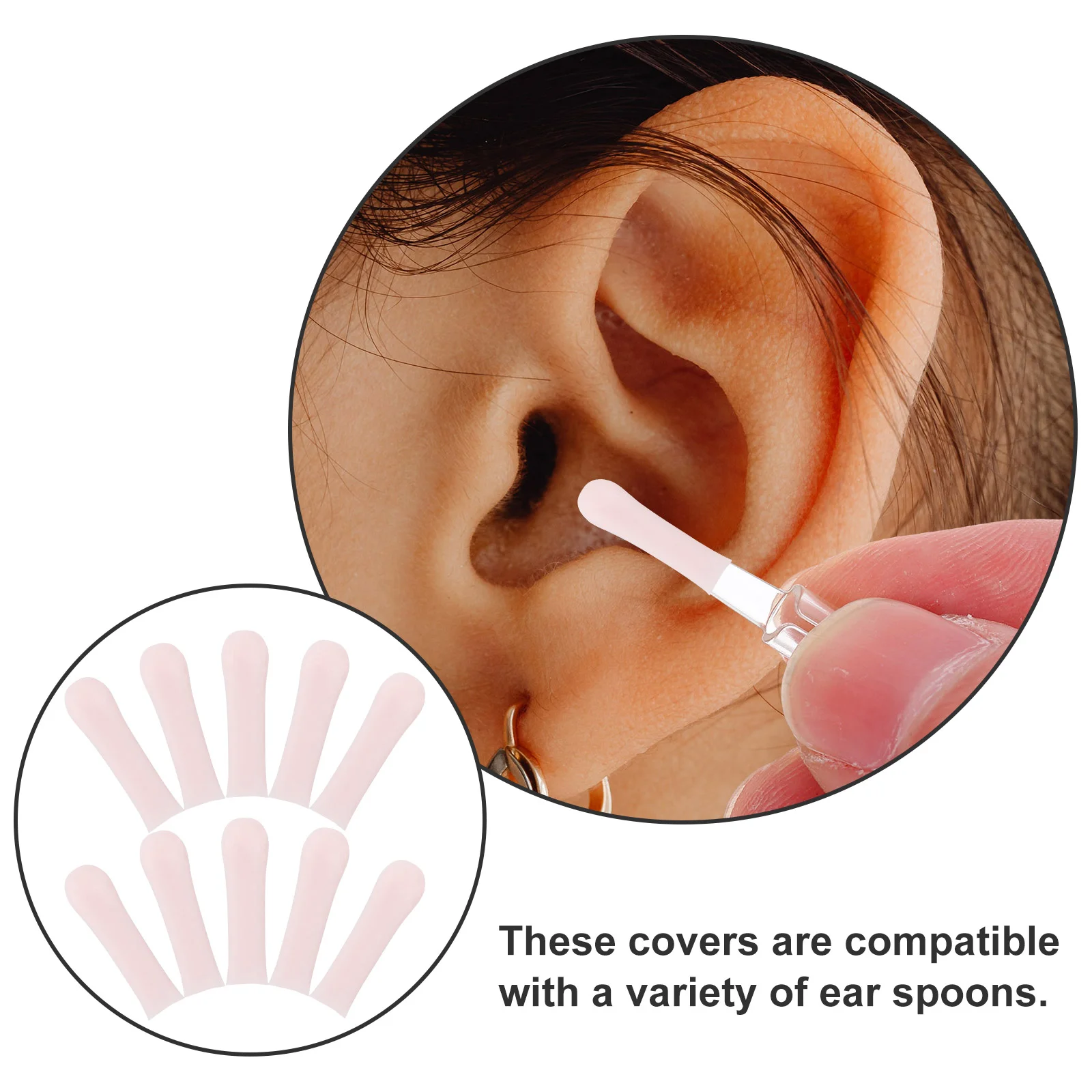 10 Pcs Replaceable Ear Sleeves Accessories Wax Removal Spoon Sleeves Replaceable Silica Gel Cleaning Remover 6