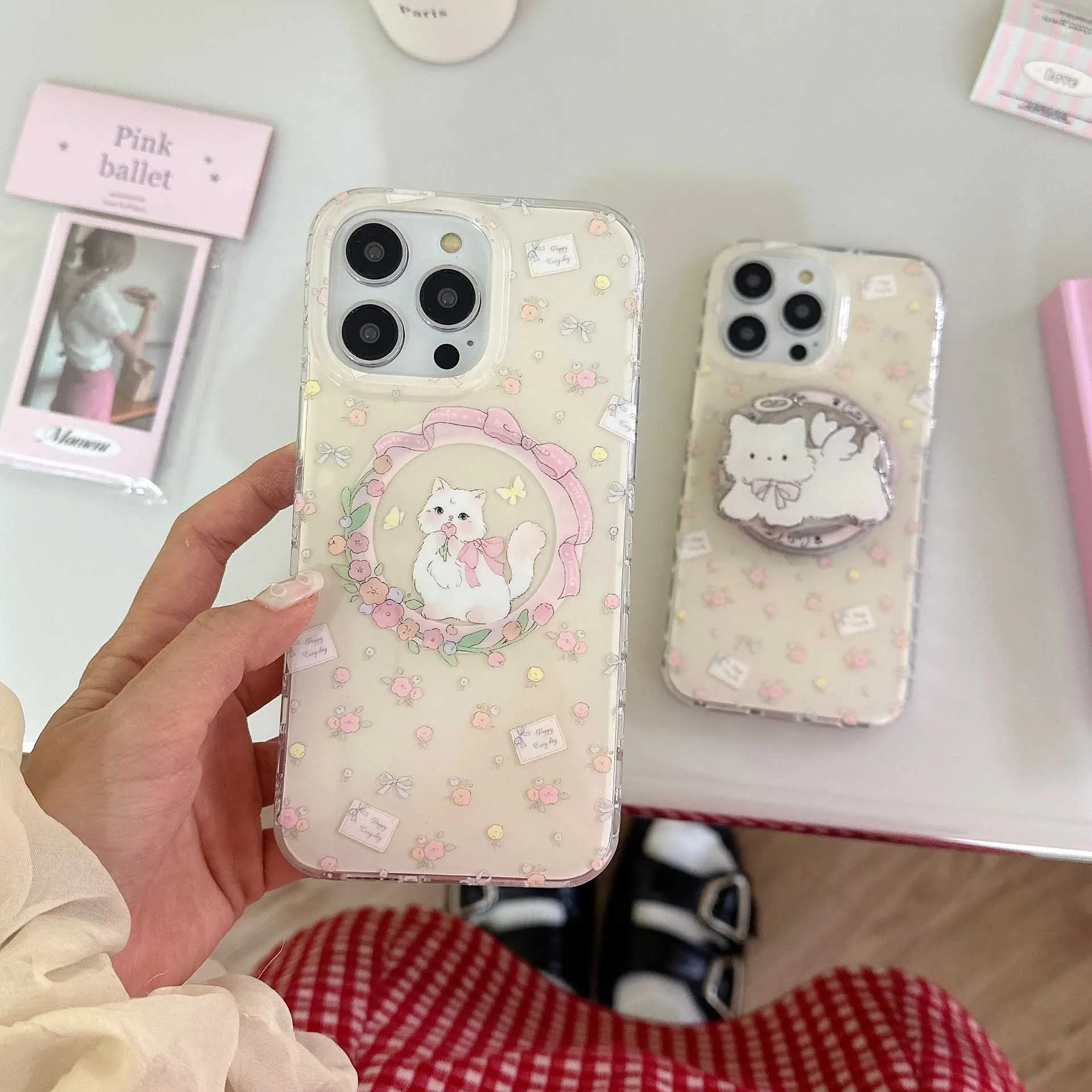 3D Dog Magnetic Stand Holder Phone Case for iPhone