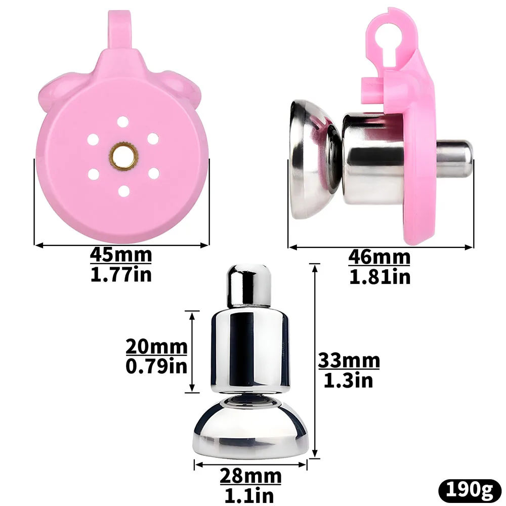 FRKO ABS Pink Flat Chastity Cage Abstinence Anti-Cheating Chastity 정조대 Men's Penis Cage with 4 Size Rings Sissy Male Sex Toys 18