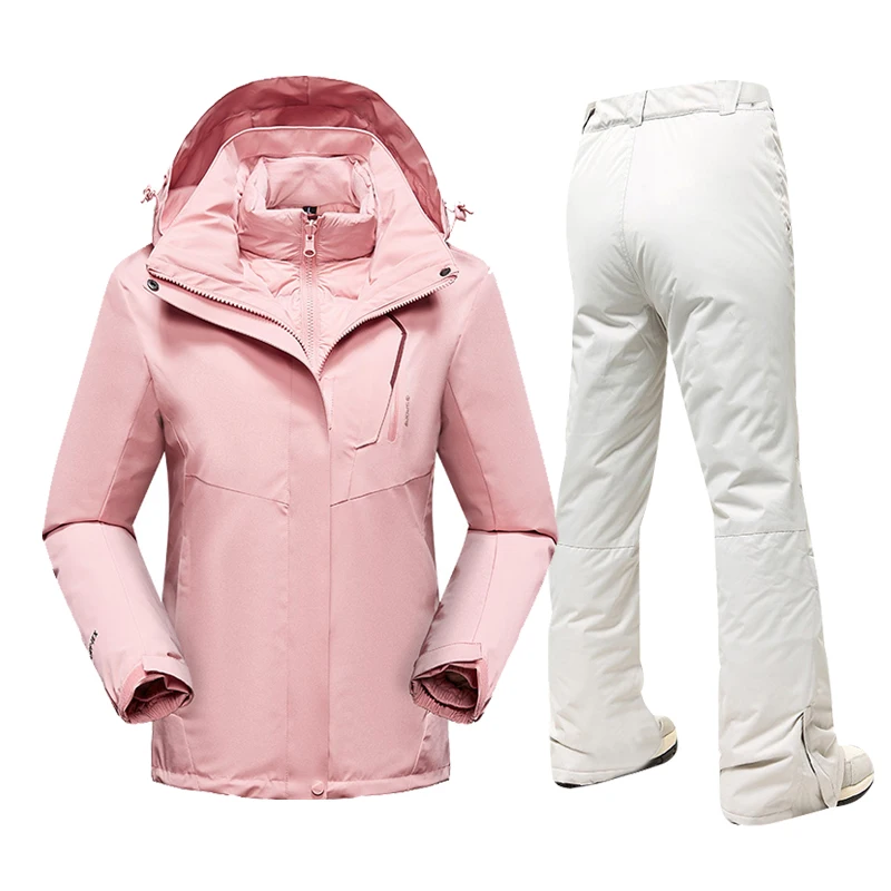 Ski Suit For Women Winter Warm Down Ski Jackets And Strap Pants Windproof Waterproof Snow Snowboard Jacket Brand Outdoor Wear