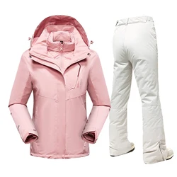 Ski Suit For Women Winter Warm Down Ski Jackets And Strap Pants Windproof Waterproof Snow Snowboard Jacket Brand Outdoor Wear