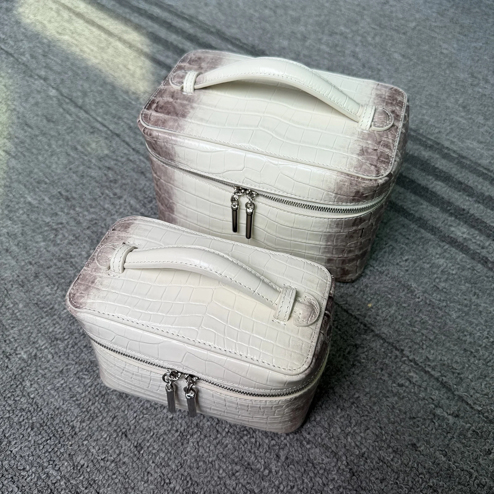 Cowhide Himalayan Collection Makeup Bag Luxurious Large Capacity Genuine Leather Women's Travel Portable Storage Cosmetic Bag 5