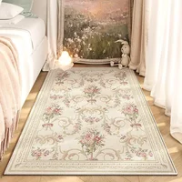Tapis de chevet de chambre à coucher rétro américain, fleur de mode, sans nettoyage, lingette, table basse, polymères doux, salon, canapé, Everakroom, lea 1