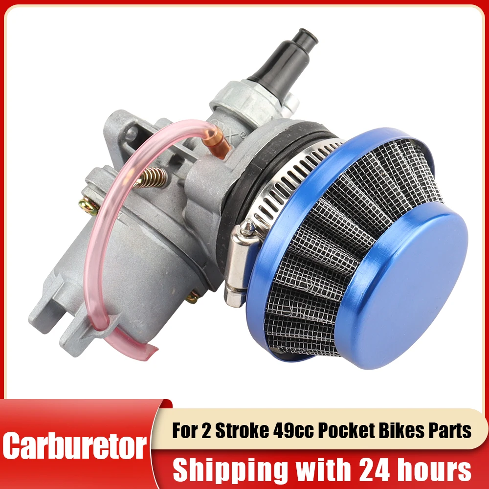 Pocket Bike Carburatore + Acciaio 44Mm Filtro Aria Per 2 Tempi 47Cc 49Cc Mini Moto Dirt Pocket Bike Atv Quad Go Kart Minimoto