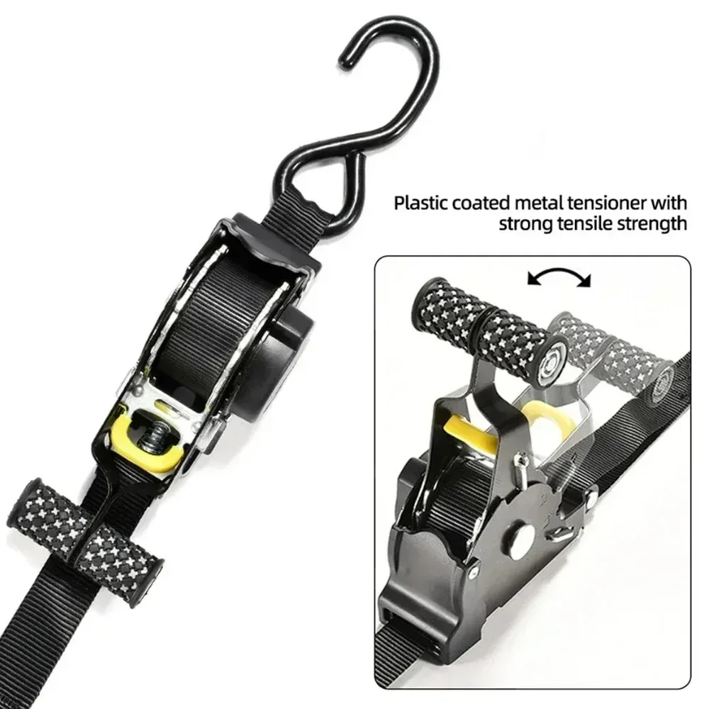 Heavy-Duty Retractable Cargo Straps with Ratchet Tensioner for Secure Load and Luggage Handling