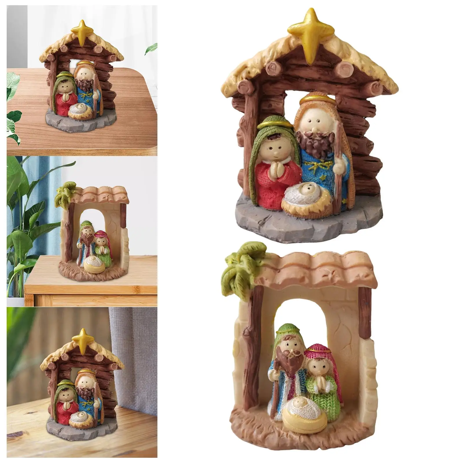Holy Family Figurine Catholic Resin Crafts Creative Jesus Three Station Religious Supplies Home Indoor Decoration Ornament