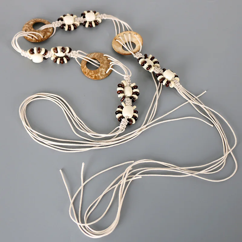 Vintage Coin Braided Sash Belt Boho Tassel Waistband Western Knotted Dress Girdle For Women Decoration