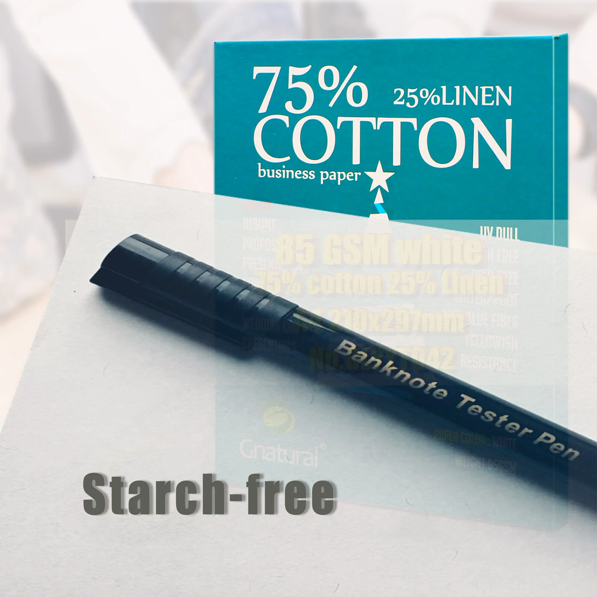 85gsm 75% cotton 25% linen paper A4 210*297mm 100 sheets GLYYT042