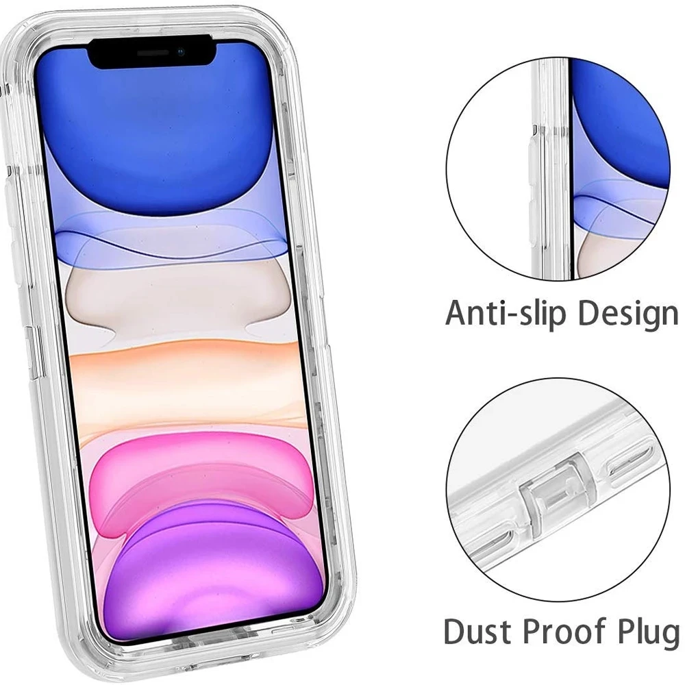 Military Level Heavy Duty Hard 3IN1 Transparent Shockproof For iPhone 14 13 11 15 16 Pro Max MINI X XR XSMAX SE 6 7 8Plus Case 5