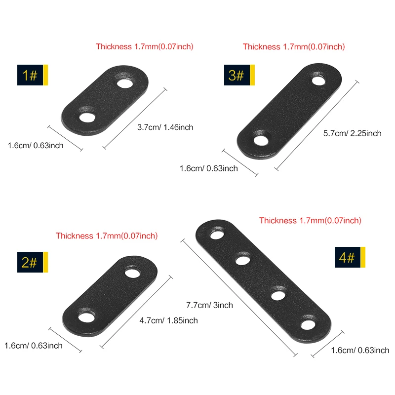 Angle Bracket 2/ 4/ 10 Pack Flat Plate Straight Bracket Flat Metal Brace Bracket Metal Brackets Mending Repair Plate Brace