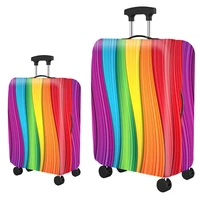 Thick Elastic Colored Striped Luggage Protection Cover Zipper Luggage Suitcase Cover Suitcase Handle Cover Travel Accessories 1