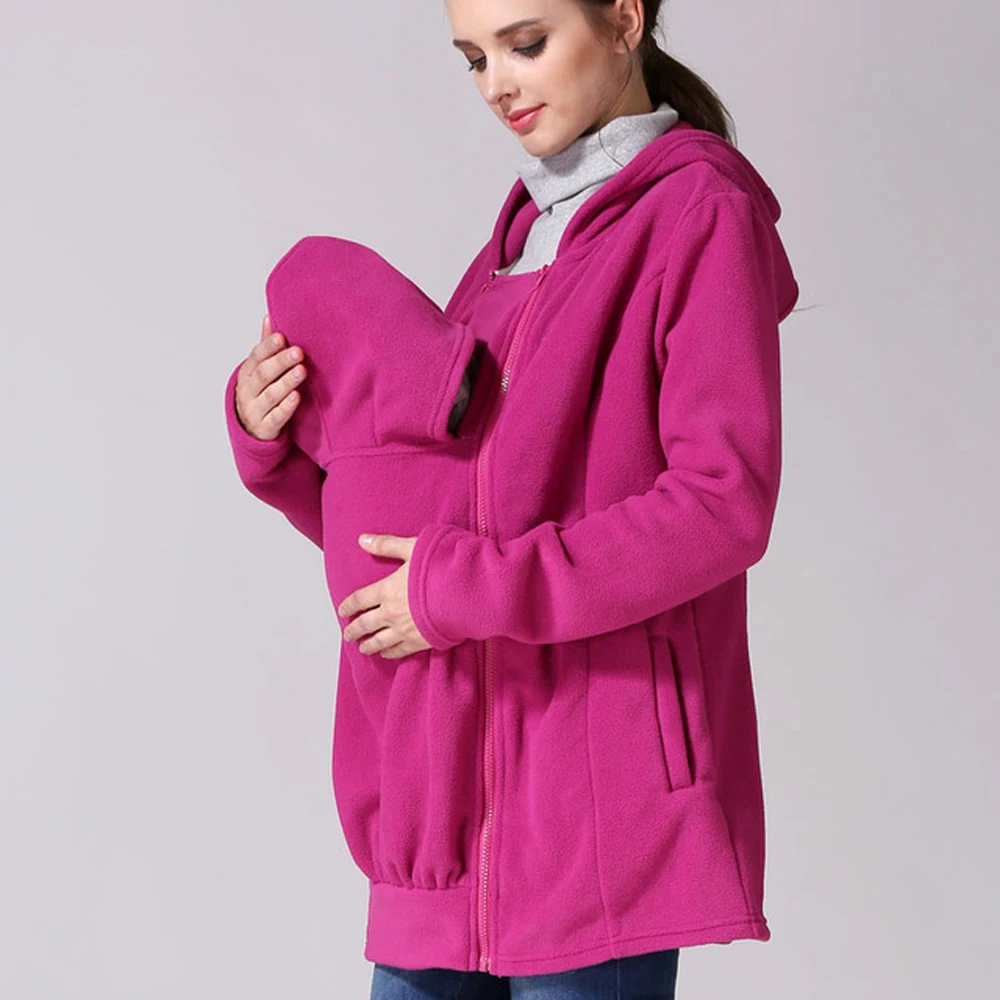 Maternity Clothes Thicker Baby Carrier Jacket Winter Fleece Kangaroo Mums Coat Removeble Baby Panel Maternity Hoodies 2