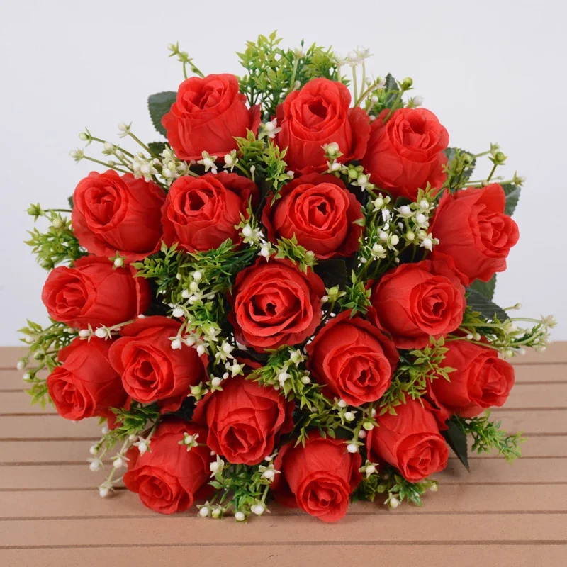 Elegant Silk Rose Bouquet - 18 Bloom Arrangement