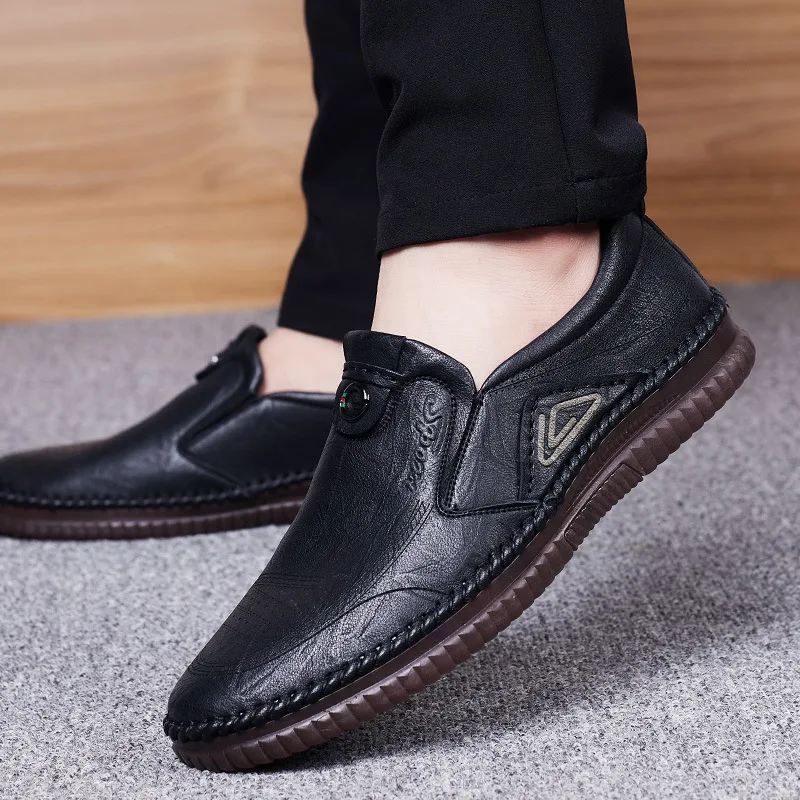 Man Retro Penny Handmade Loafer Genuine Cow Leather Shoes