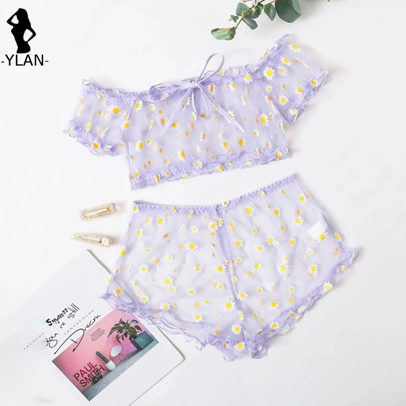 Description Picture 6 of itemStrapless Bra Set Women Intimates Sheer Gauze Ruffles Lingerie Set Sexy Off Shoulder Underwear Fancy Temptation Erotic Lingerie