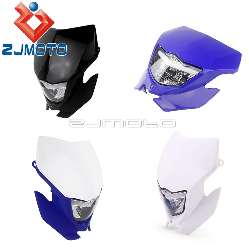 White H4 Dirt Bike Motocross Headlight Fairing Universal Headlamp For Yamaha WR250 WR450 TTR WR Enduro Supermoto Head Light Mask