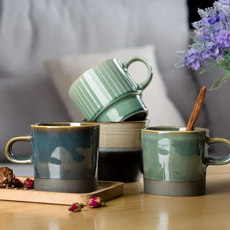 

Японская кофейная кружка в стиле ретро, керамические кофейные кружки ручной работы, корейские чашки для завтрака, молока, дома и офиса, бутылка для воды для кафе