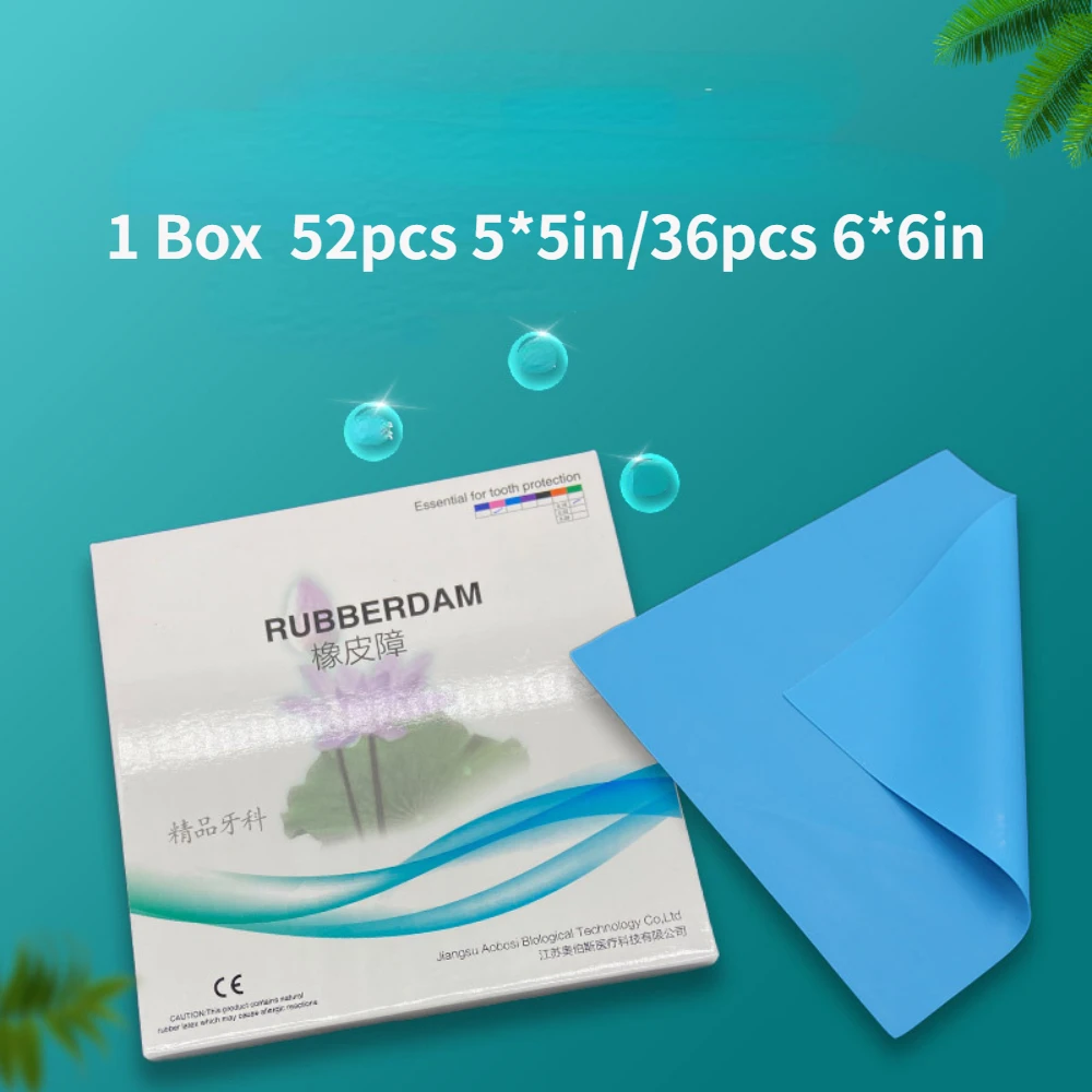 1 Box Non Sterile High Quality Dental Dam Natural Rubber Latex Dam Nnti-allergy 52pcs 5“x5” / 36pcs 6\
