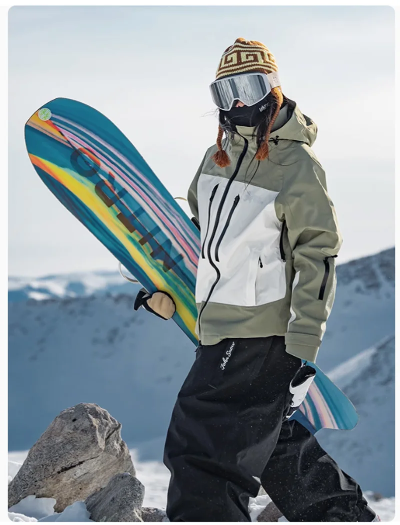 John Snow Men and Women's Winter Waterproof Warm Ski Jacket Professional Breathable Mountaineering Jacket Outdoor Snow Coat