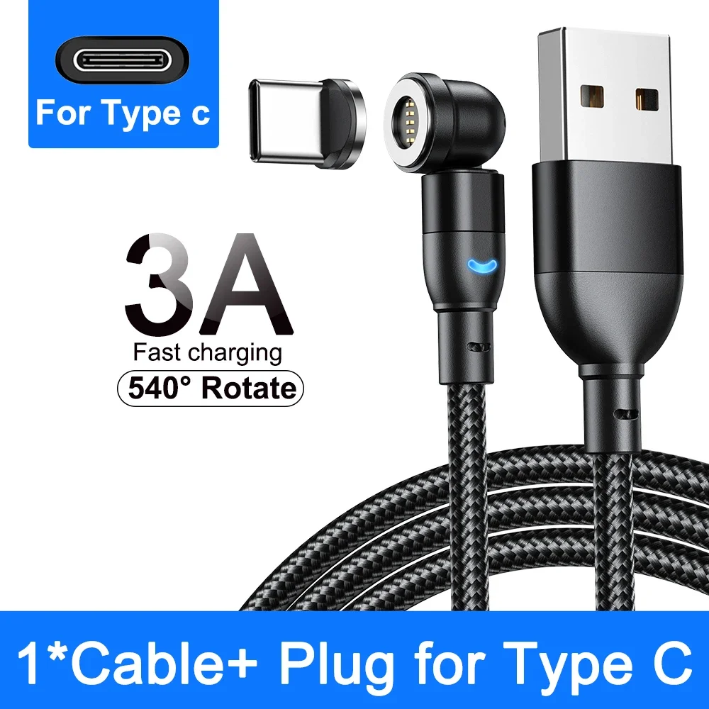 Enhanced Magnetic Fast Charging Cable 3A – Rotatable USB Type C Data Cord