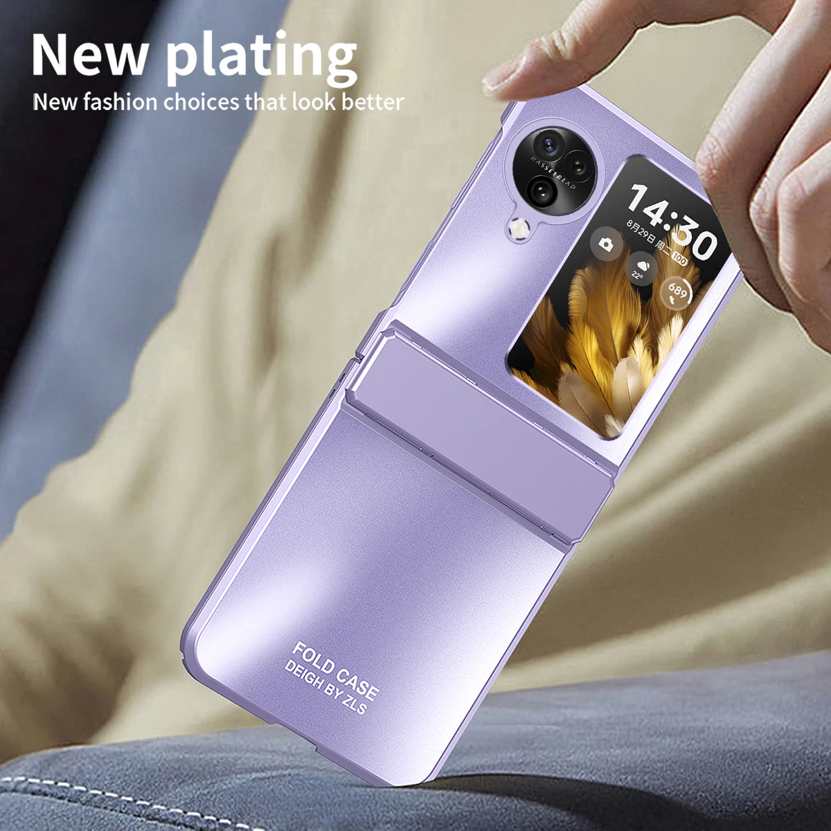 For OPPO Find N3 Flip Case Colorful Solid Color Electroplating All-inclusive Folding Hinge Shockproof Hard Back Case Accessories