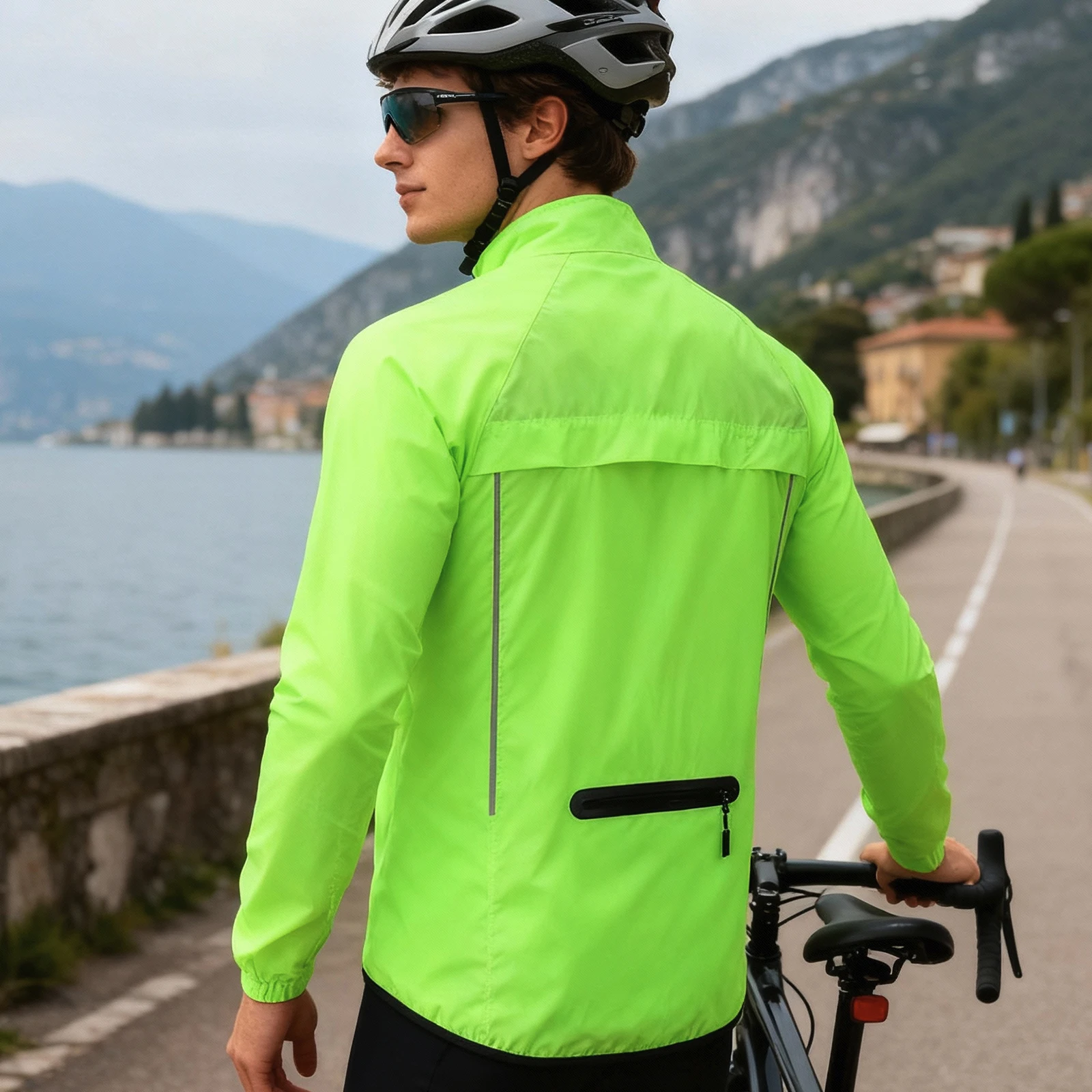 WOSAWE Men's Ultralight Reflective Cycling Windbreaker Jacket