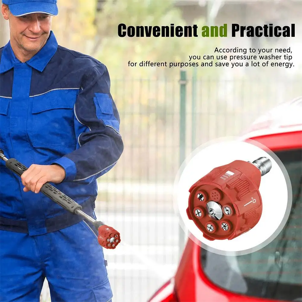 

6-в-1 быстросменная насадка для мойки высокого давления, Вращающаяся насадка для мойки высокого давления, полив, зеркальная насадка для мыла для сада, автомобиля, Cleani I9W2