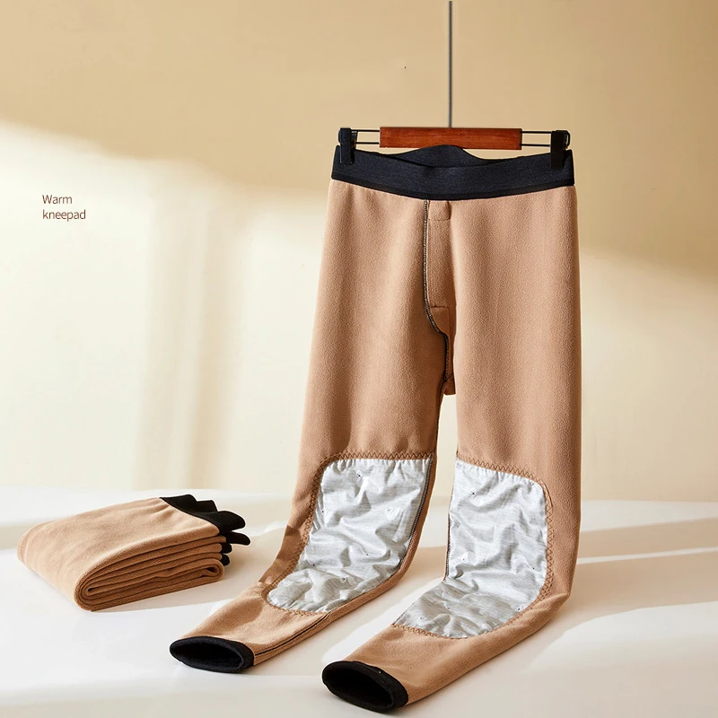 Winter Warm Pants Men's Thermal Underwear Bottoms Men Thermos Leggings Male Wool Super Thick Underwear Keep Warm Knee Trousers