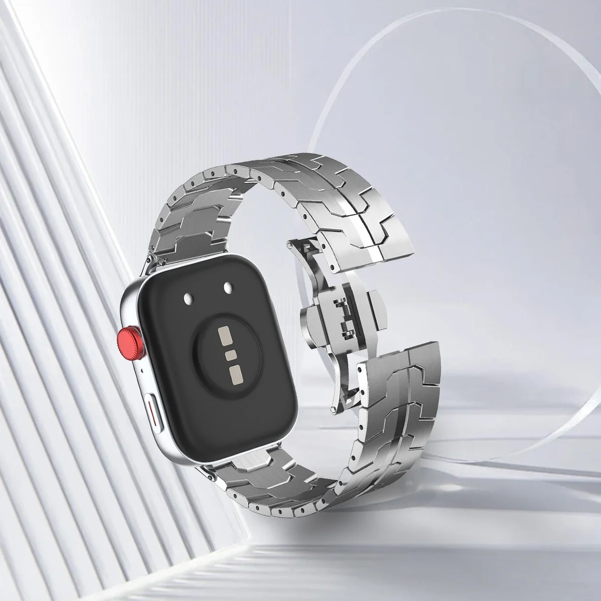 Premium Stainless Steel Adjustable Metal Strap for Smartwatches - Elegant Bracelet Wristband
