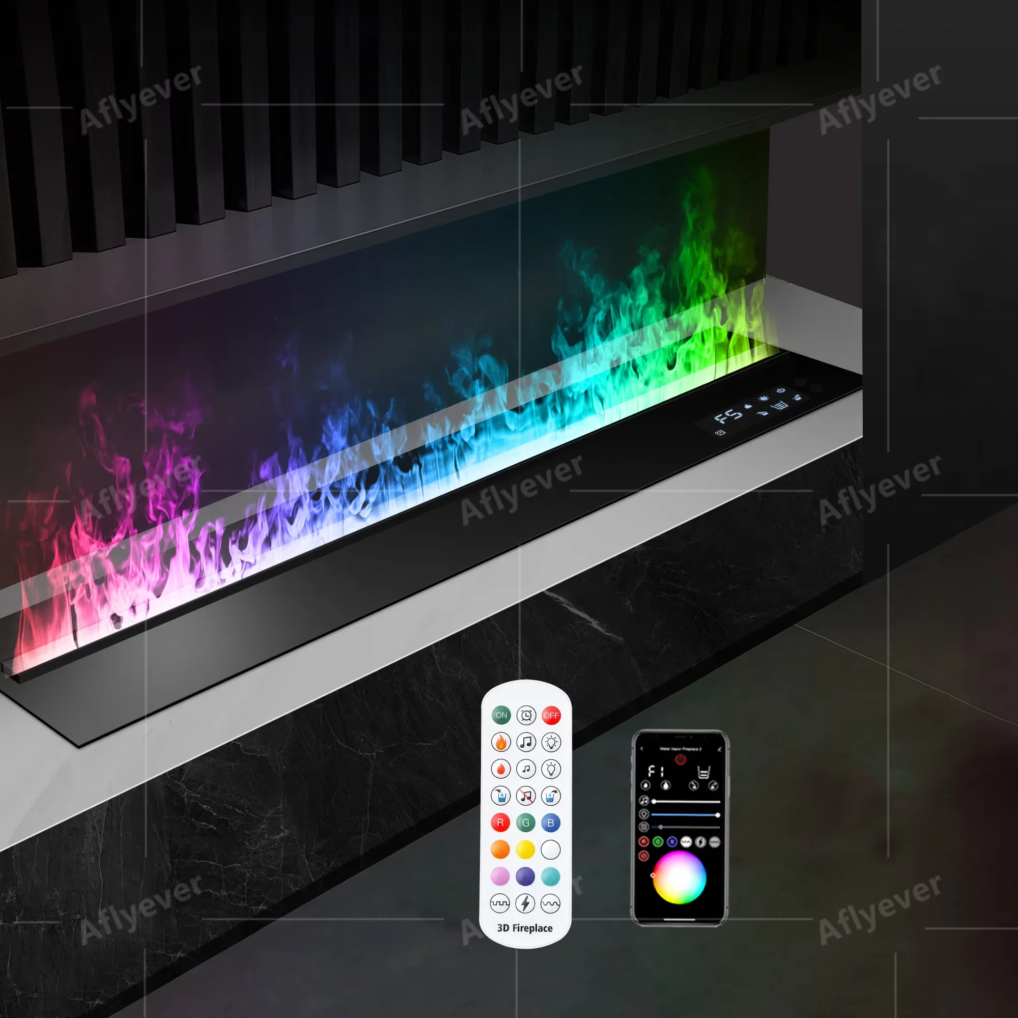 3D Steam Electric Fireplace for Living Room Smart Simulated Flame Atomization App Controlled Fireplace TV Cabinet