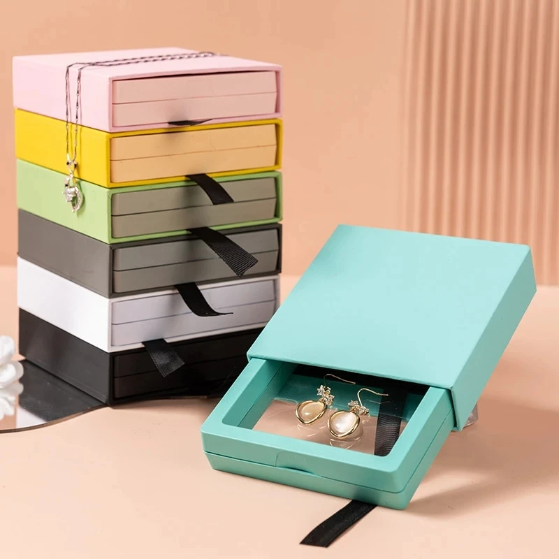 

Drawer PE Film Jewelry Storage Box Candy Color Ring Pendant Necklace Earring Bracelet Antioxidant Jewelry Display Box