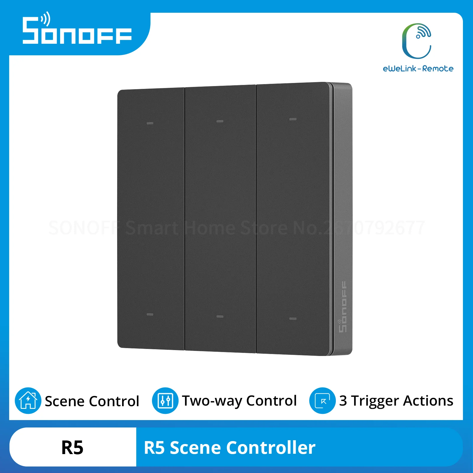 Sonoff-smart Home Scene Controller Multi Trigger Ways Controle Remoto Ewelink Fiação Livre Funciona m5 Minir4 r5 Key