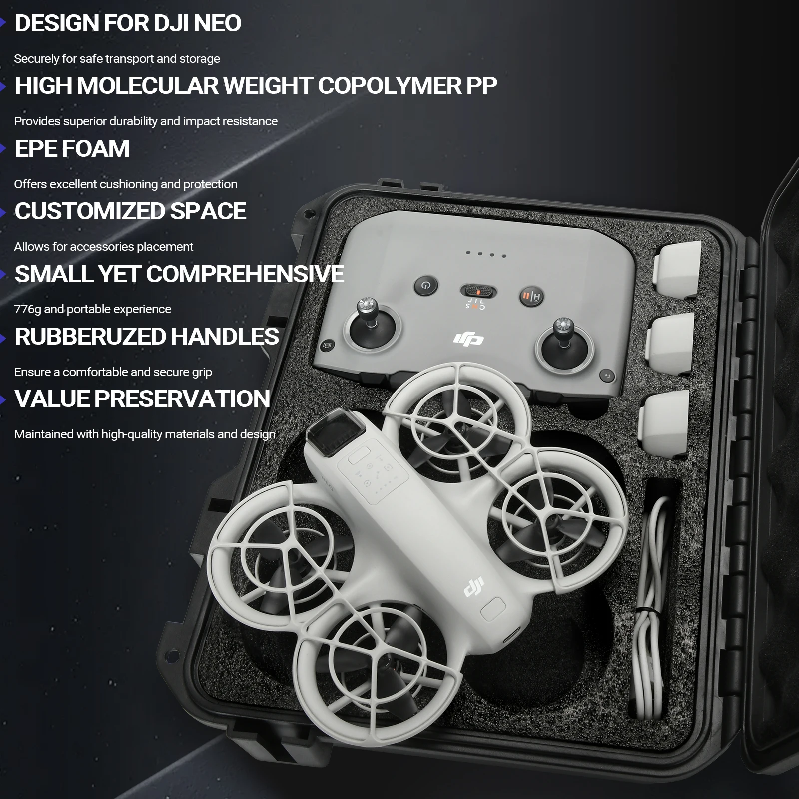 For DJI NEO Fly More Combo Storage Case Portable Waterproof Box Carrying Hard Shell Explosion-proof Box For DJI NEO Accessories