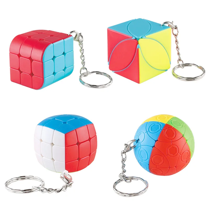 LLavero de Cubo mágico FanXin, colgante de rompecabezas de velocidad de forma especial, Mini Cubo mágico, juguetes educativos, regalos de aprendizaje para niños, 4 piezas por juego