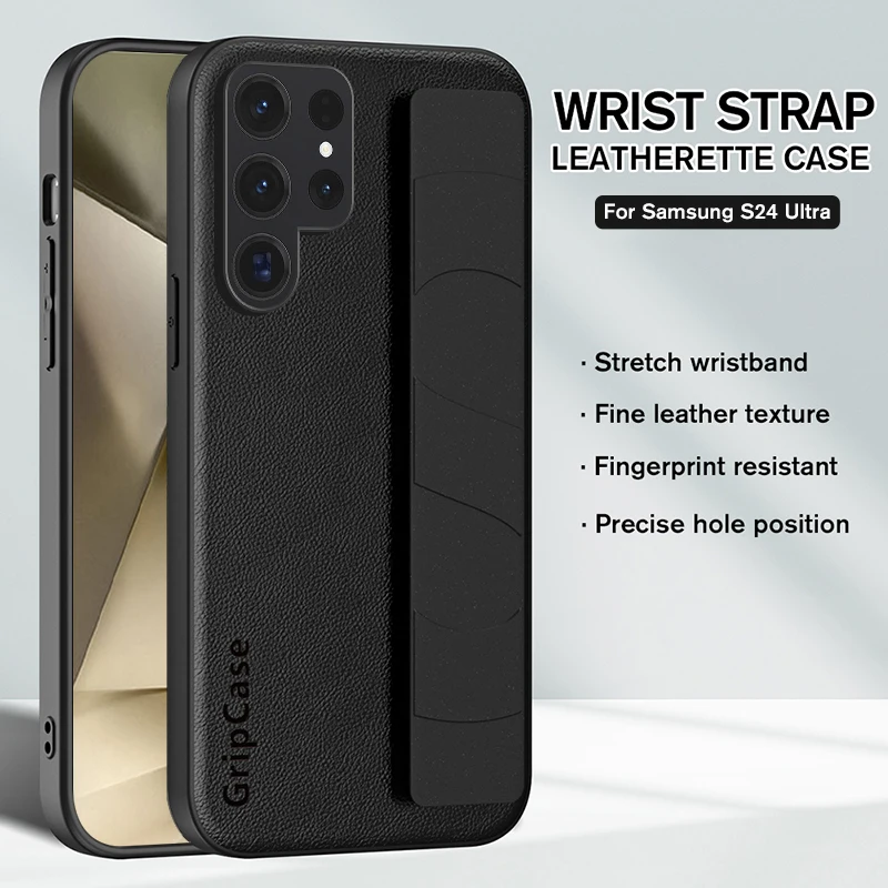 Per Samsung Galaxy S24 Ultra Full Camera Protection Shell Sansung S24Plus Wristband Ripple Phone Case S24Ultra Soft Frame Cover