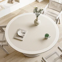 PVC Round Tablecloth Waterproof Oil-proof Table Mat White Coffee Desk Mats Striped Minimalist Style Home Decoration Tablecloths 1