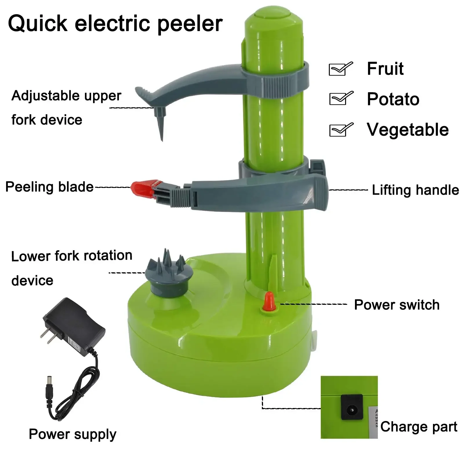 Houselin Electric Potato Peeler Automatic Apple Peeler for Fruits and Vegetables 3