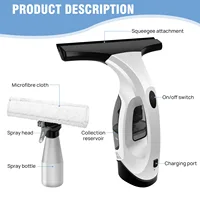 Cordless Window Vacuum Cleaner Rechargable 3-in-1 Spray/Clean/Suck Window Cleaning Tool Set for Showers Mirrors Tiles Home Use 4