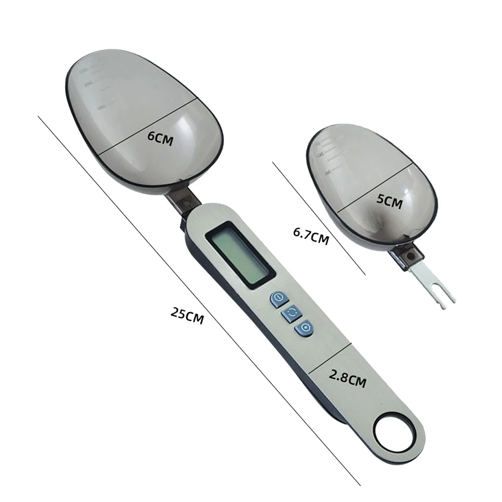 25cm LCD Digital Kitchen Scale Two Spoon Head Measuring Food Flour Digital Spoon Milk Coffee Kitchen Tools electronic kitchen scale