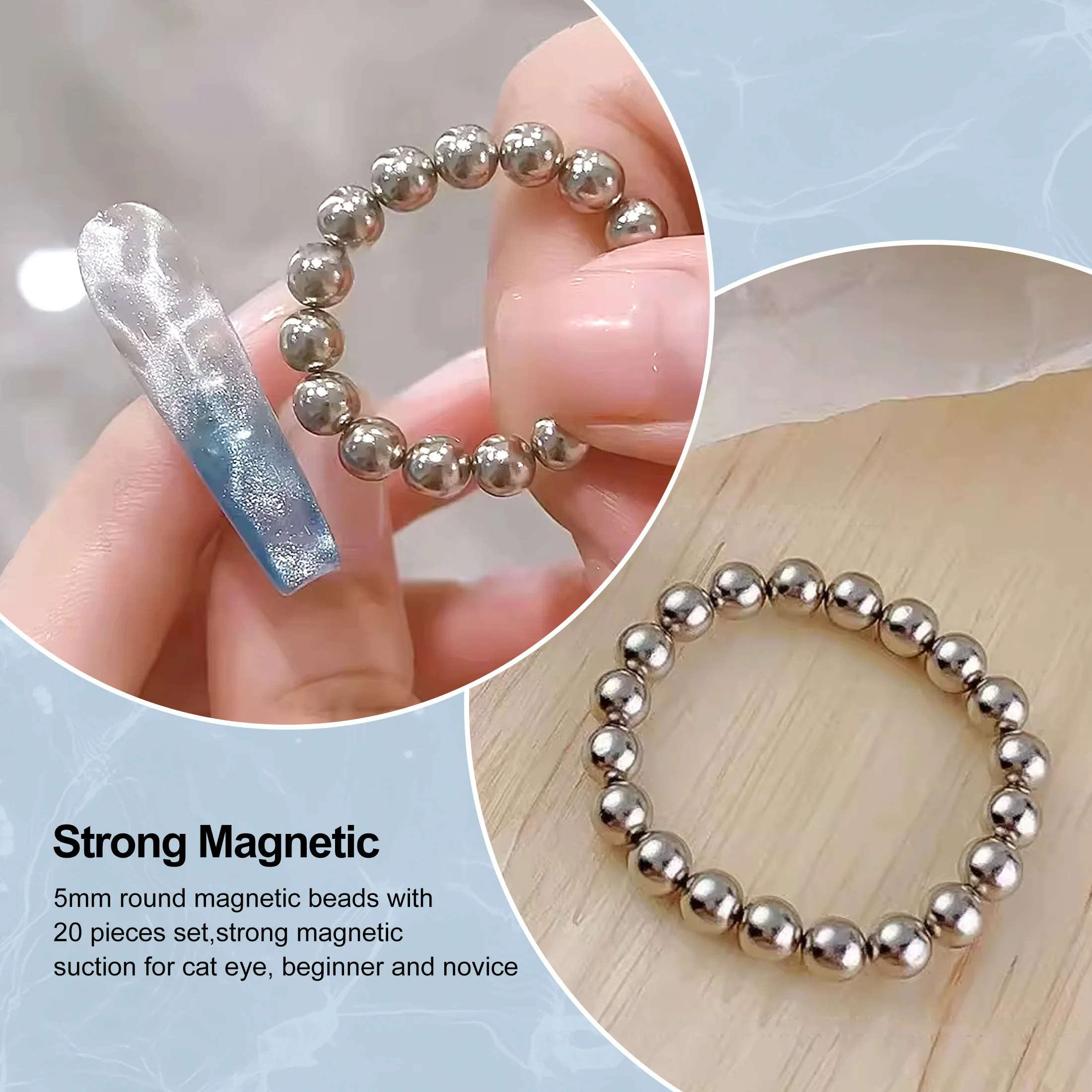 20PC Cat Eye Nail Oil Glue Magnet Nail Tool Cat Eye Magnetic Strip Powerful Magnetic Pattern Multifunctional