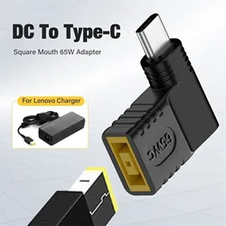 65W Slim Square Tip Charger To Type C Power Adapter Converter 90 Degree For Lenovo Accessory USB Type C PD Fast Charging Adapter