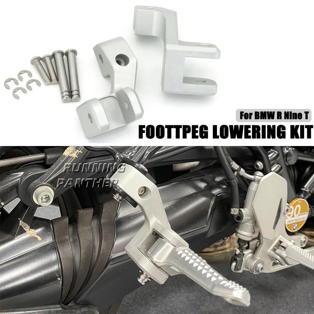 

New RNINET Foot peg Motorcycle Passenger Footpeg Lowering Kit Silver For BMW R9T RnineT Scrambler R NINET NineT Pure Urban Racer